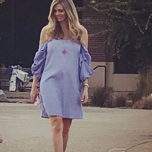 Stripped off shoulder dress